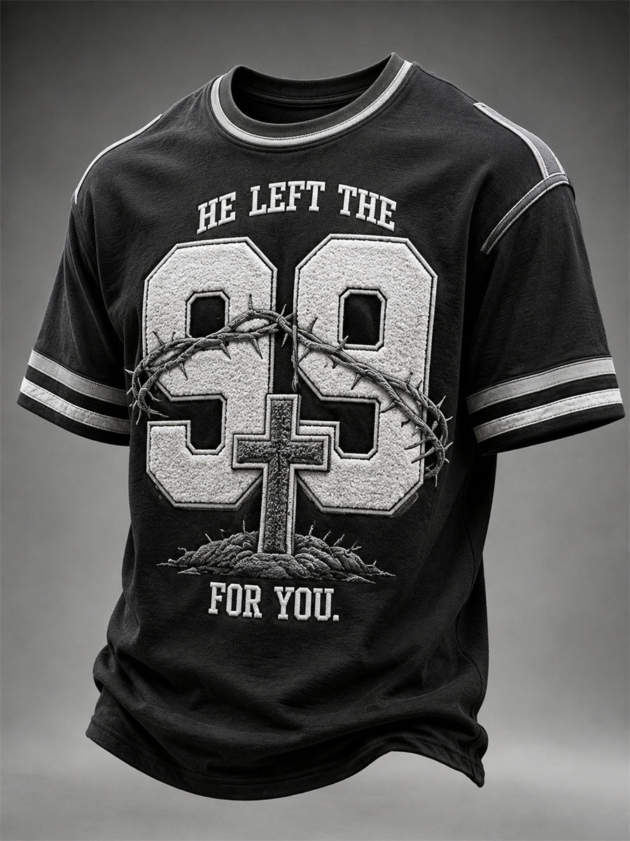 Men's He Left The 99 For You Christian Jersey Print short sleeves t-shirt