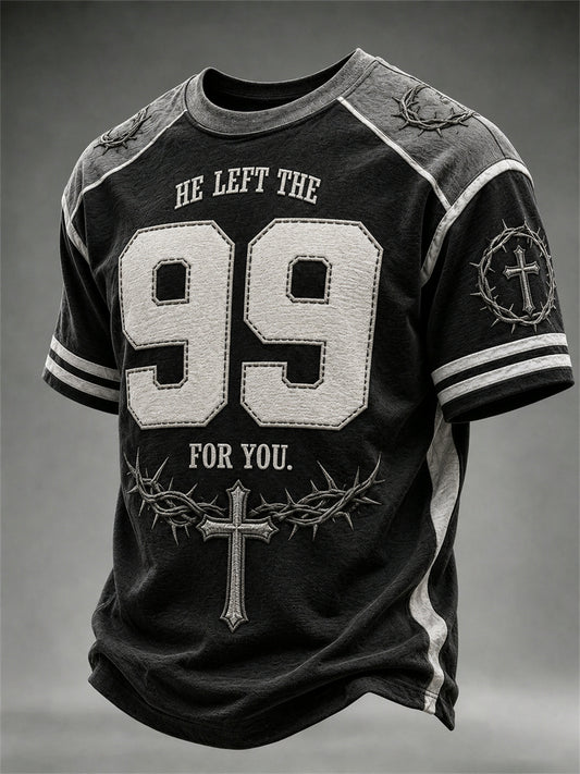 Men's He Left The 99 For You Christian Jersey Print short sleeves t-shirt