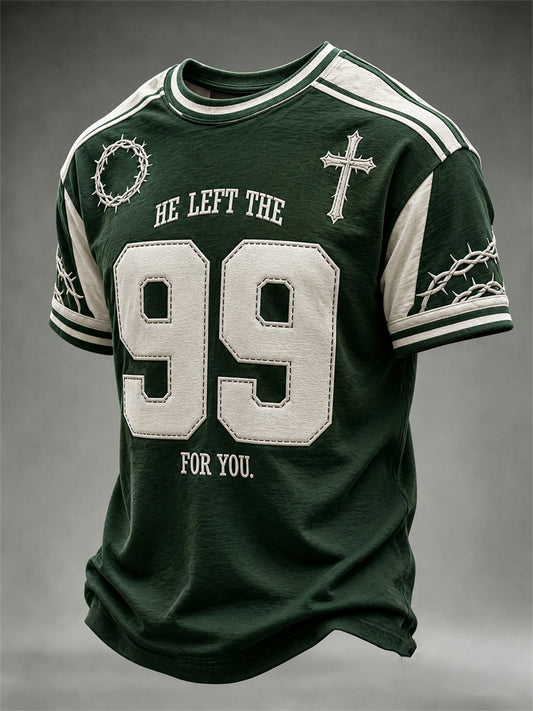 Men's He Left The 99 For You Christian Jersey Print short sleeves t-shirt