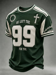 Men's He Left The 99 For You Christian Jersey Print short sleeves t-shirt