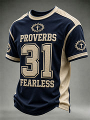 Men's Proverbs 31 Fearless Christian Jersey Print short sleeves t-shirt