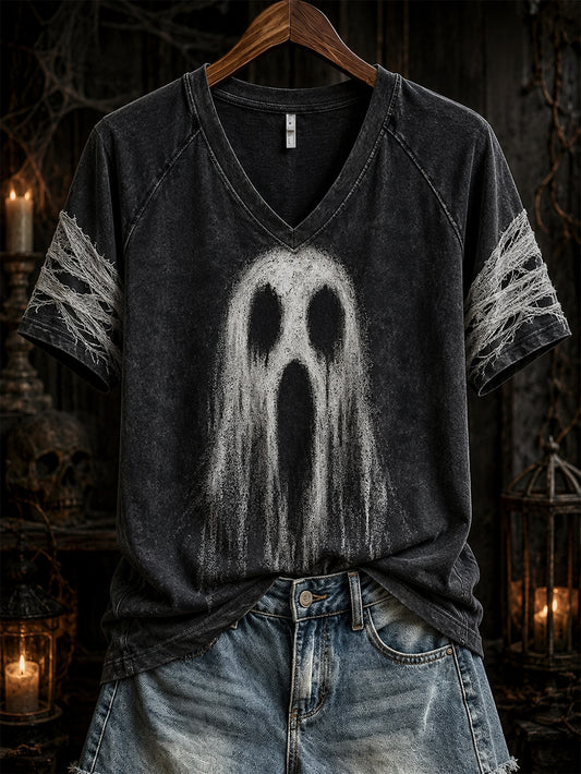 Women's Halloween-themed pattern design casual short-sleeved T-shirt