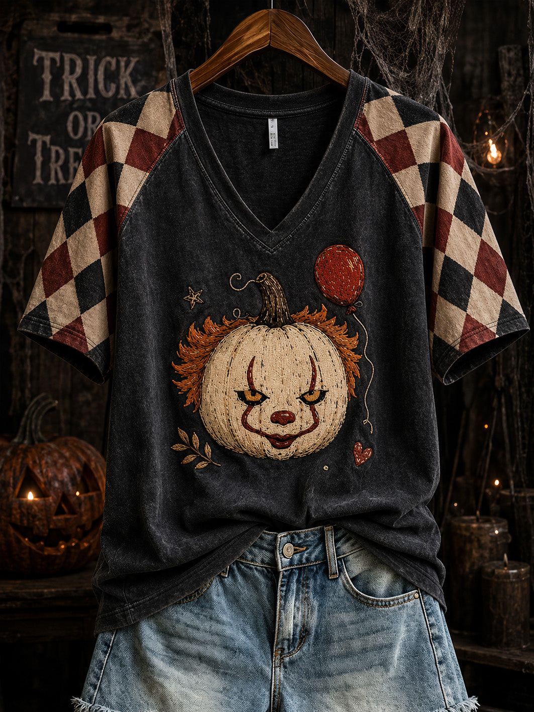 Women's Halloween-themed pattern design casual short-sleeved T-shirt