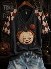 Women's Halloween-themed pattern design casual short-sleeved T-shirt