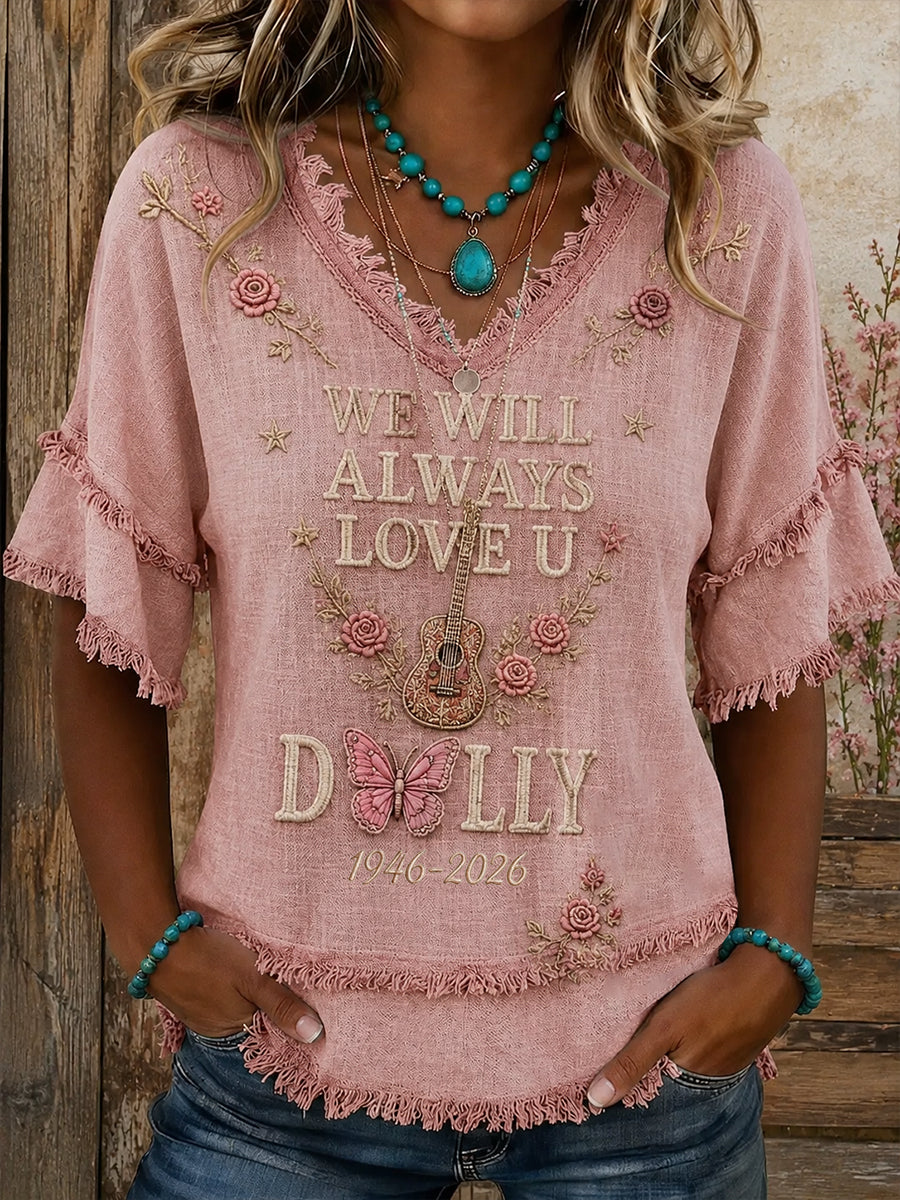 Women's Country Music Lover Queen of Country Floral Art Printed Tops