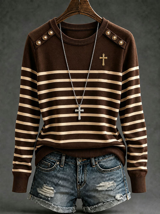 Women's striped cross tops