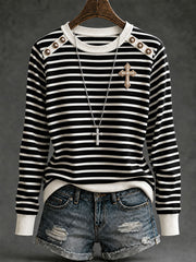 Women's Cross Striped Long-Sleeve T-Shirts