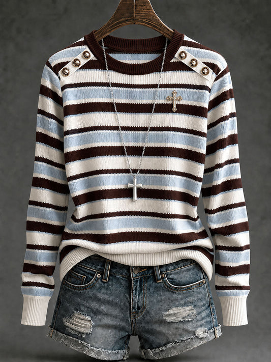 Women's striped cross tops