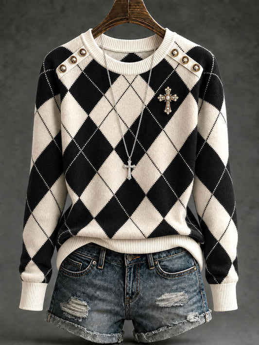 Women's cross-patterned plaid tops