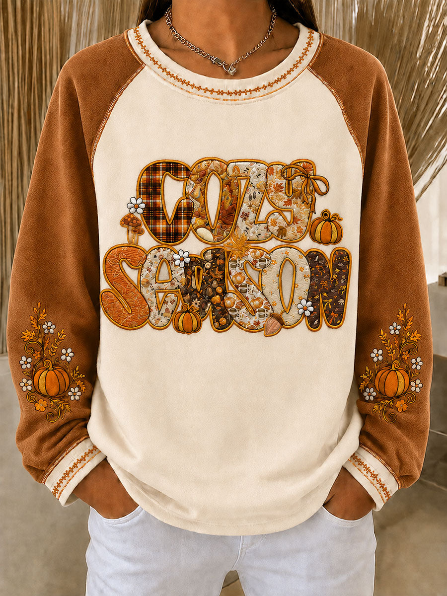 Women's Autumn Pumpkins Raglan Sleeve Sweatshirt