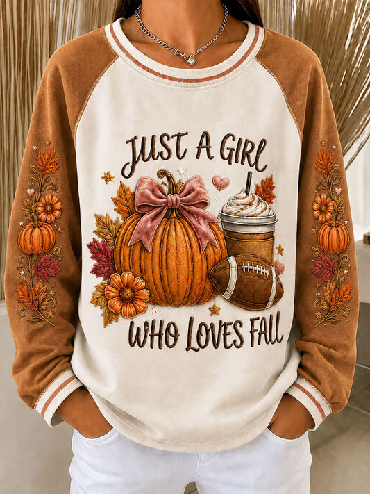 Women's Autumn Pumpkins Raglan Sleeve Sweatshirt