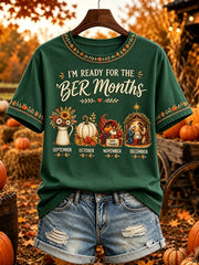 Women's Vintage I'm Ready For The 'ber Months Print Short-sleeved T-shirt