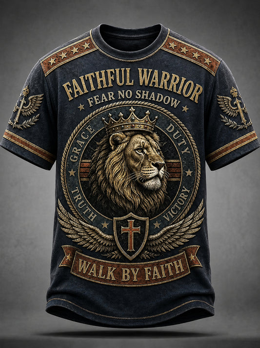 Men's Christian Faithful Warrior WALK BY FAITH Short Sleeve T-shirt