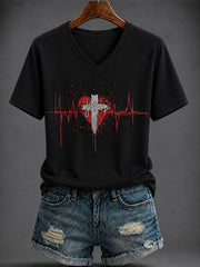 Women's Faith Printed V-neck T-shirt