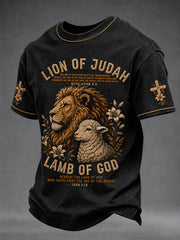 Men's Christian Lion Of Judah Lamb Of God Short Sleeve T-shirt