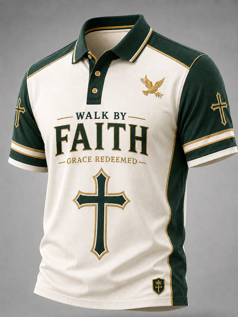 Men's Christian Walk By Faith  Cross Short Sleeve Top
