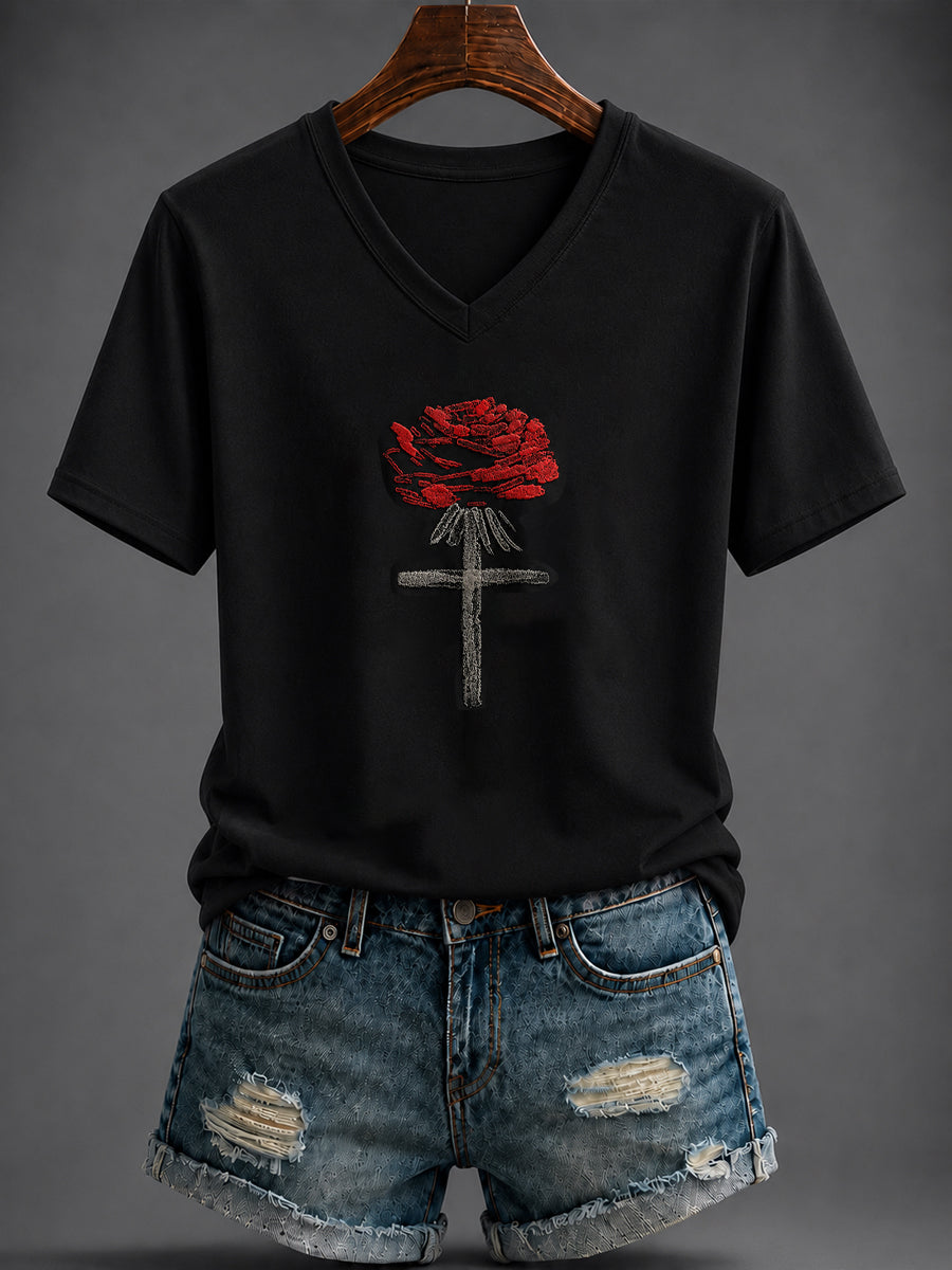 Women's Faith Printed V-neck T-shirt