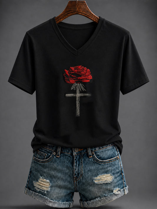 Women's Faith Printed V-neck T-shirt