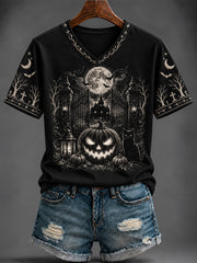 Women's Halloween Printed V-neck T-shirt