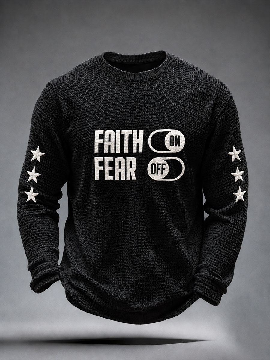 Men's Faith Over Fear Casual Waffle Long Sleeve T-Shirt