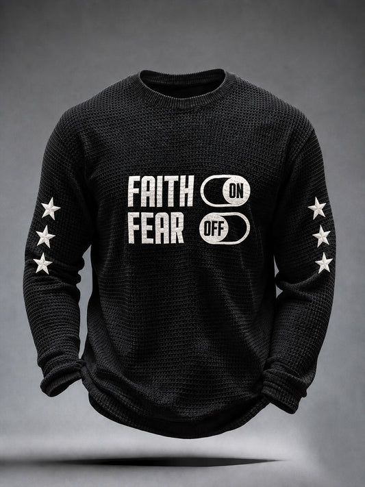 Men's Faith Over Fear Casual Waffle Long Sleeve T-Shirt