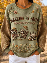 Women's Walking By Faith Tripping Constantly  Waffle Top