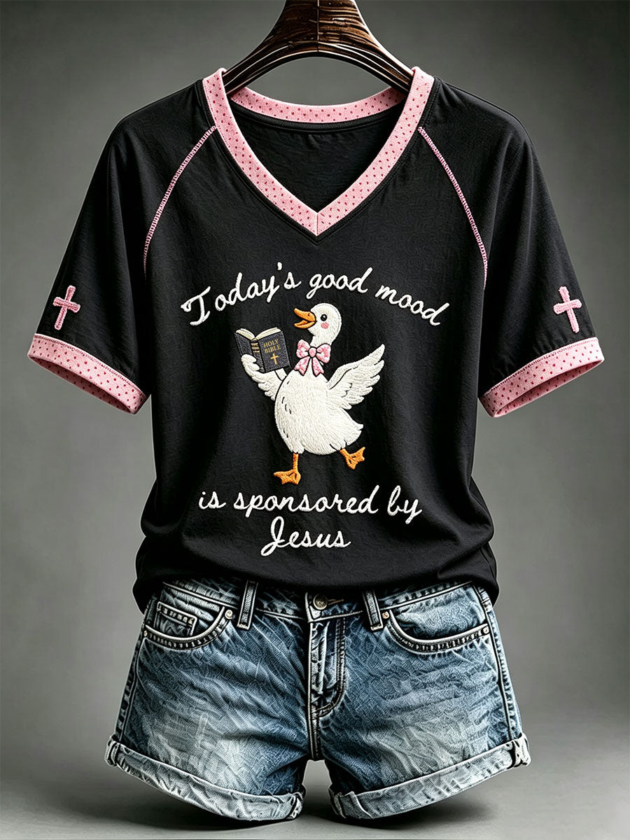 Women's Today's Good Mood Is Sponsored By Jesus T-shirt