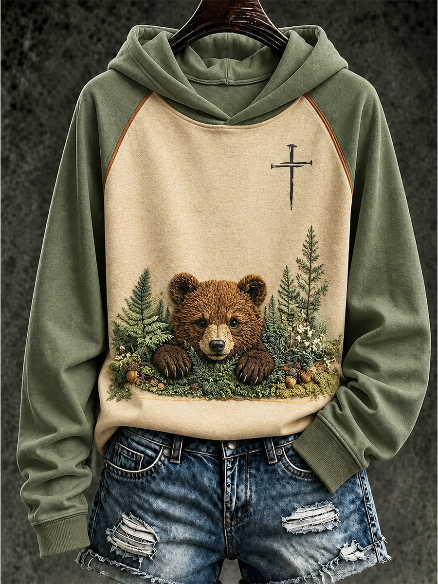 Women's Faith Animal Print Casual Hooded Sweatshirt