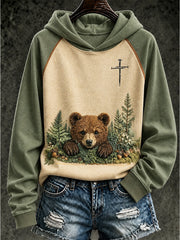 Women's Faith Animal Print Casual Hooded Sweatshirt