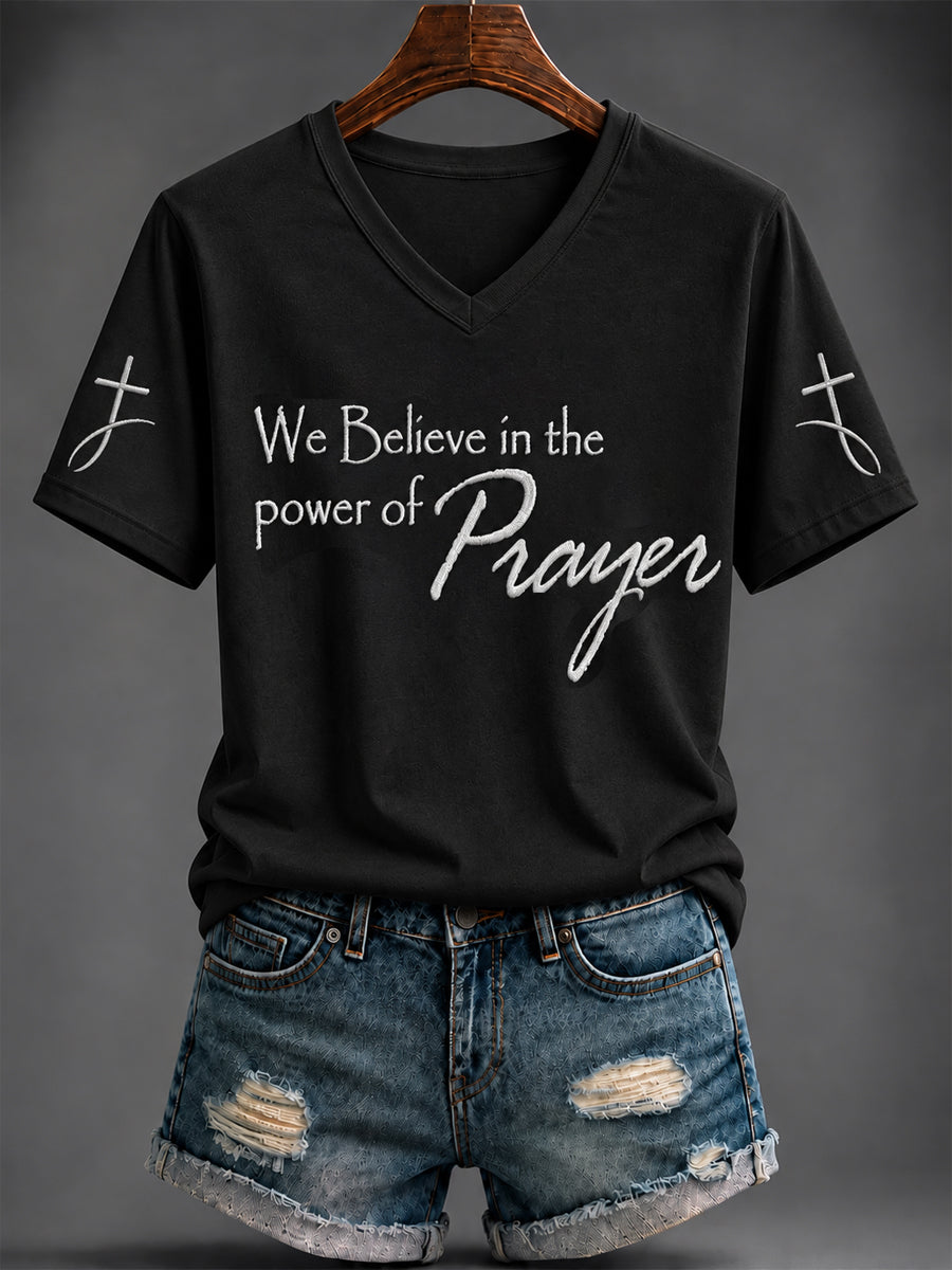 Women's Faith Printed V-neck T-shirt