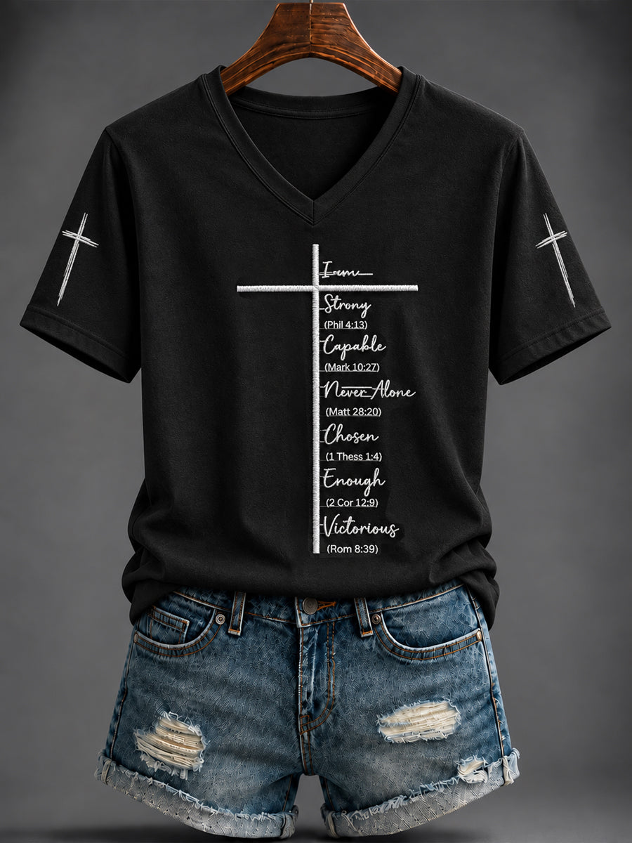 Women's Faith Printed V-neck T-shirt