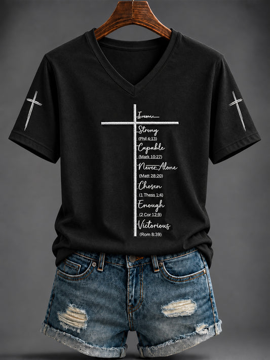 Women's Faith Printed V-neck T-shirt