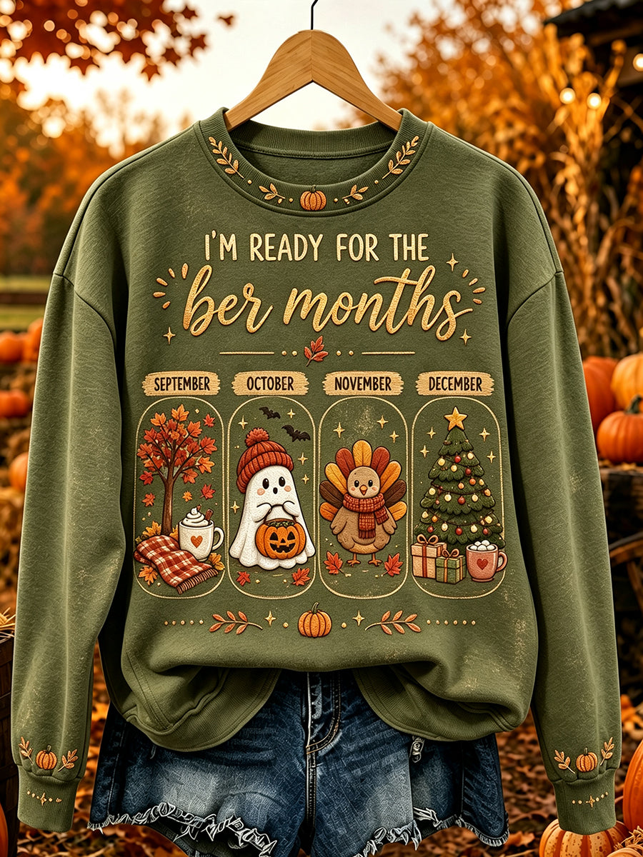 Women's Vintage I'm Ready For The 'ber Months Print Comfy Sweatshirt