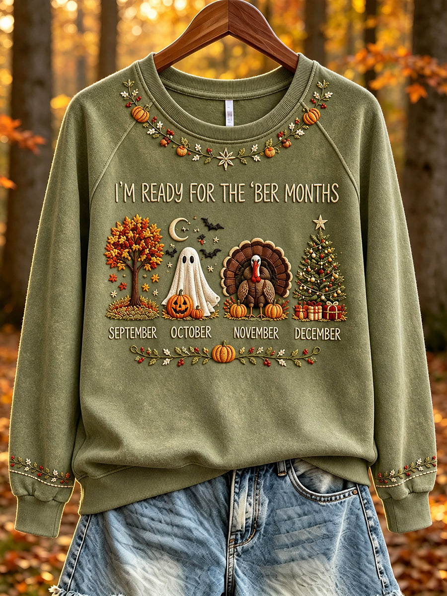 Women's Vintage I'm Ready For The 'ber Months Print Cozy Sweatshirt