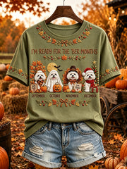 Women's I'm Ready For The 'ber Months Cute Maltese Print Short-sleeved T-shirt