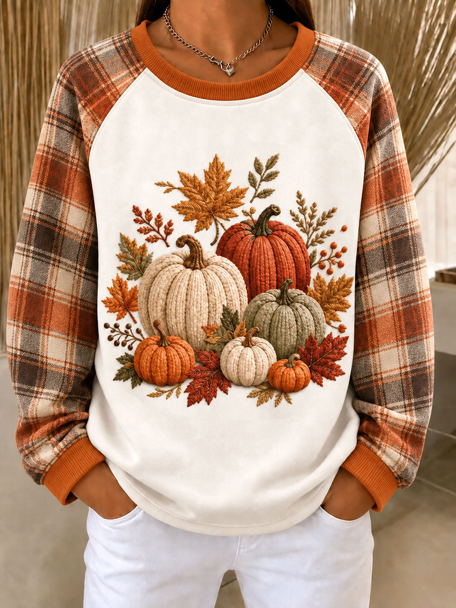 Women's Autumn Pumpkins Raglan Sleeve Sweatshirt