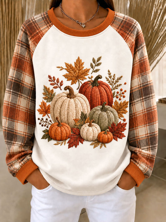Women's Autumn Pumpkins Raglan Sleeve Sweatshirt