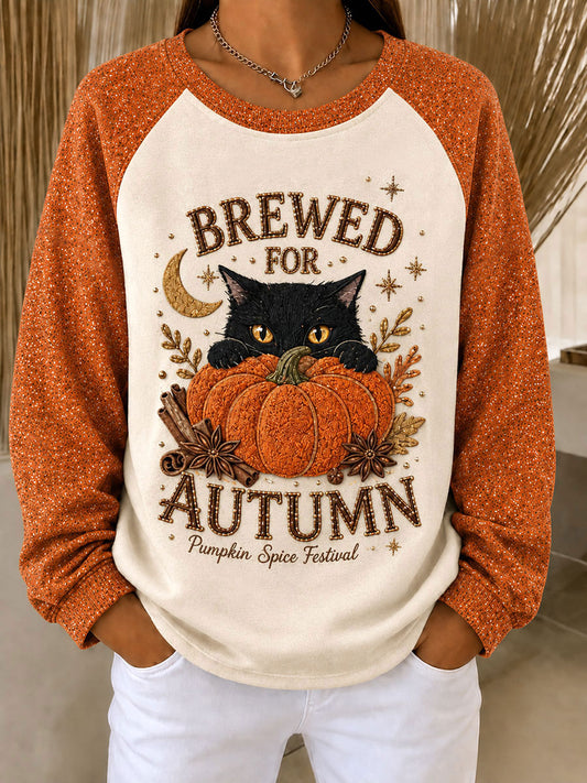 Women's Autumn Pumpkins Raglan Sleeve Sweatshirt