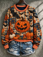 Women's Autumn Maple Leaf Pumpkin Regular Sweatshirt