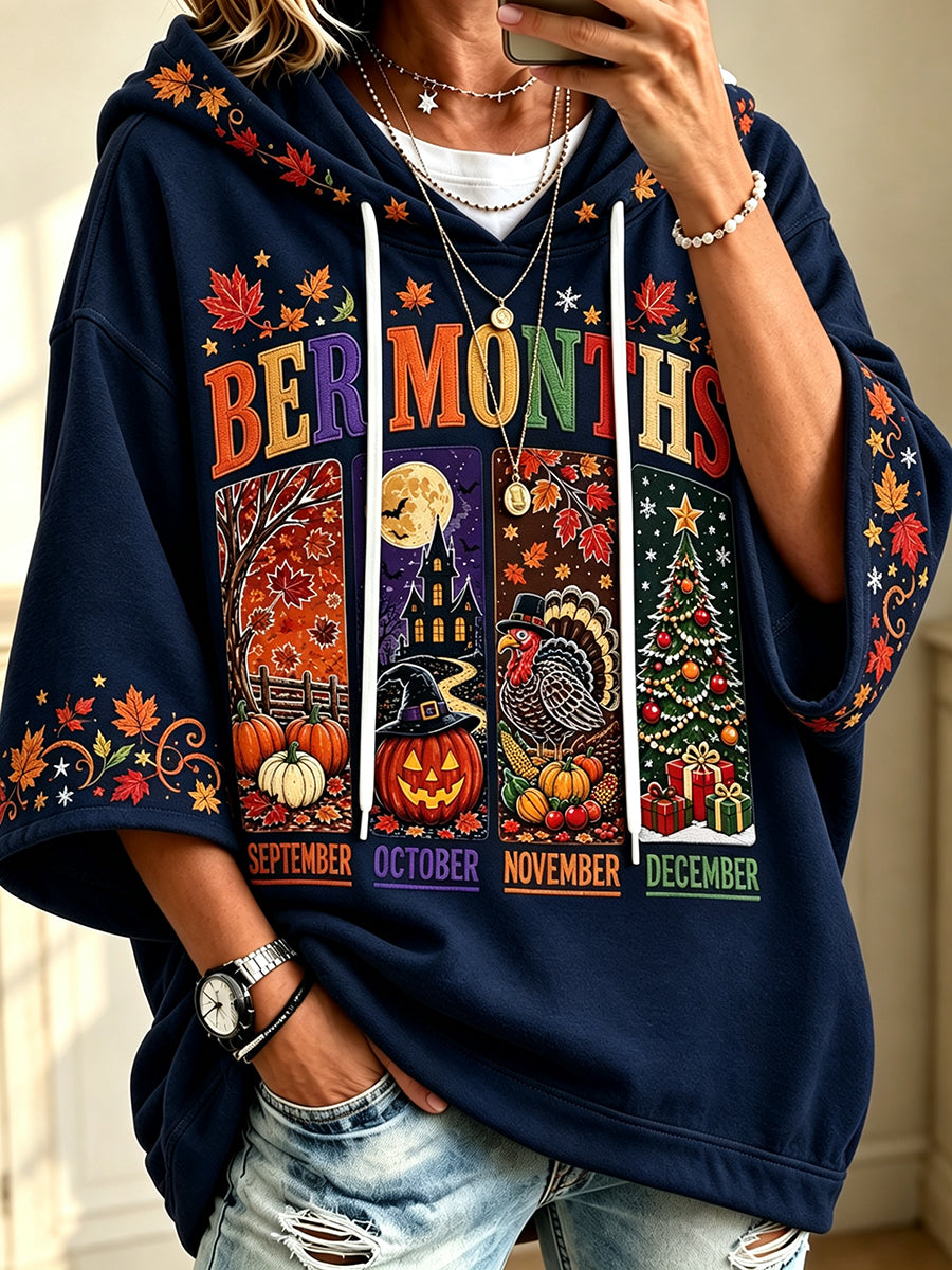 Women's Vintage I'm Ready For The 'ber Months Print Comfy Hoodie