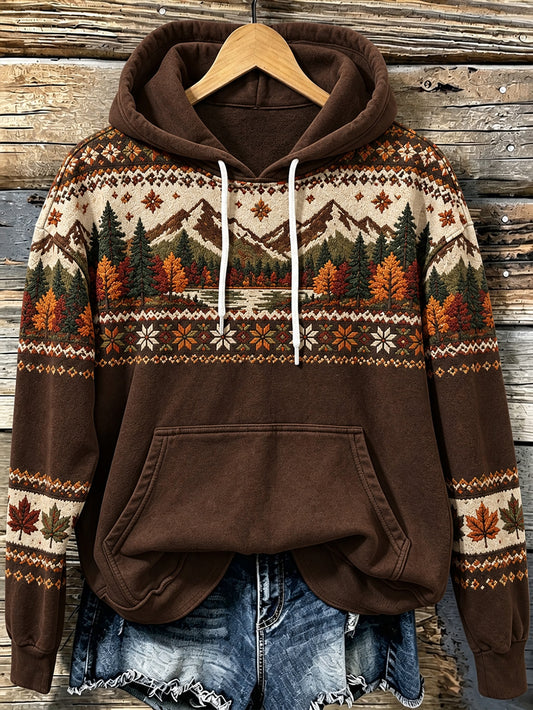 Women's Autumn Landscape Pattern Design Leisure Hoodie