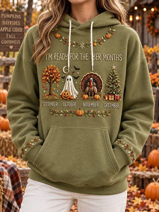 Women's Vintage I'm Ready For The 'ber Months Print Cozy Hoodie