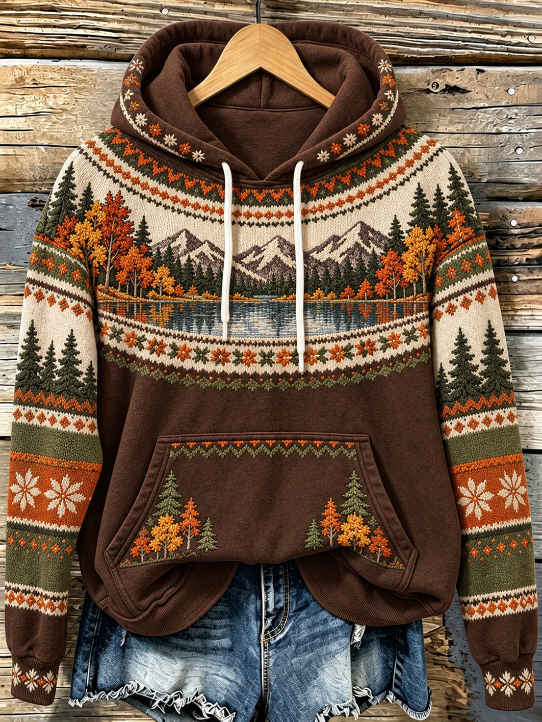 Women's Autumn Landscape Pattern Design Leisure Hoodie