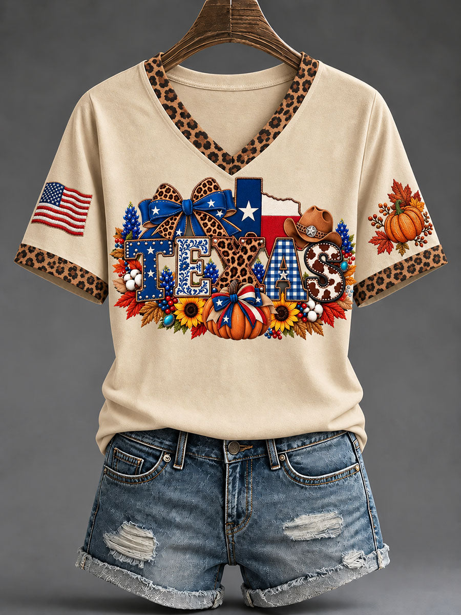 Women's Texas Fall Pumpkin Casual T-shirt