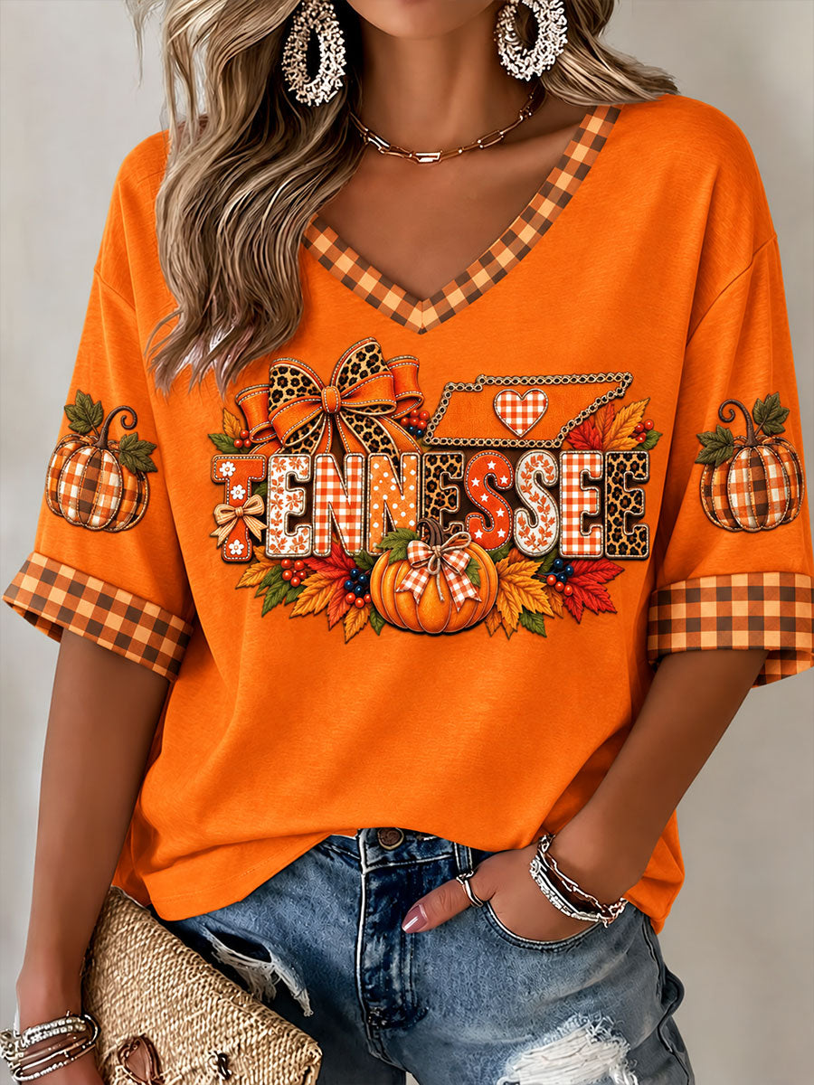 Women's Tennessee Fall Pumpkin Casual T-shirt