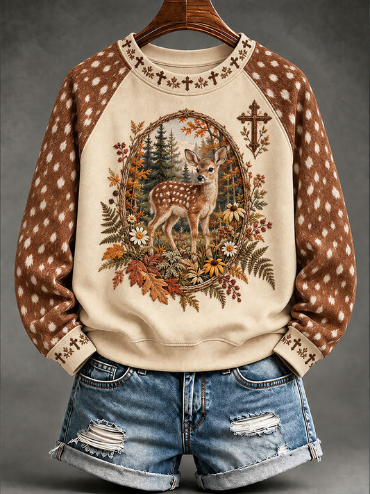Women's Faith Autumn Animal Casual Raglan Sleeve Sweatshirt