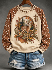 Women's Faith Autumn Animal Casual Raglan Sleeve Sweatshirt