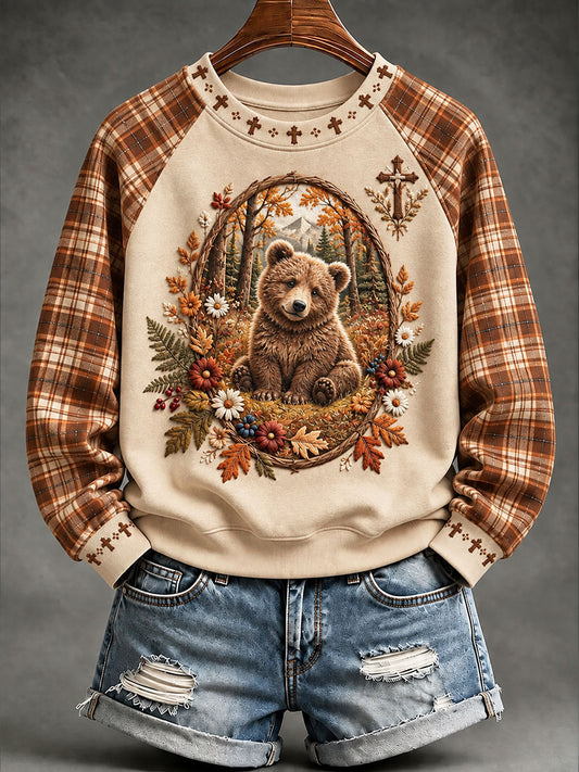 Women's Faith Autumn Animal Casual Raglan Sleeve Sweatshirt