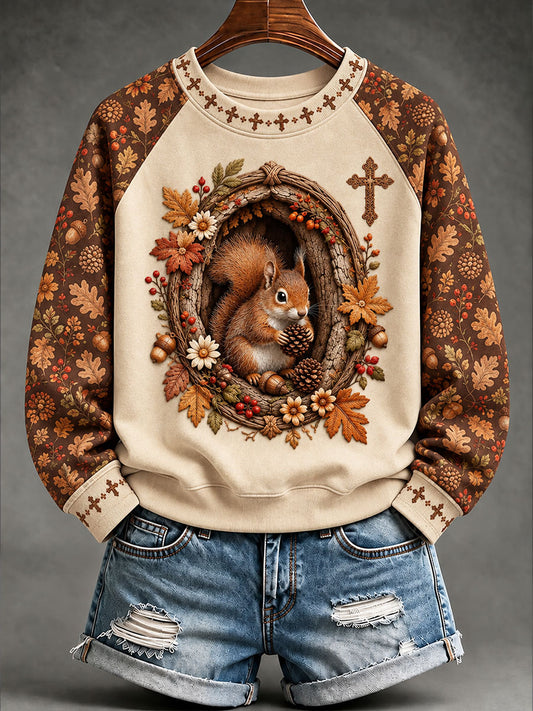 Women's Faith Autumn Animal Casual Raglan Sleeve Sweatshirt