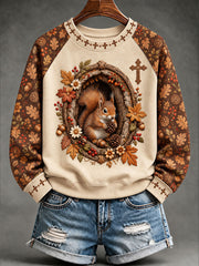 Women's Faith Autumn Animal Casual Raglan Sleeve Sweatshirt